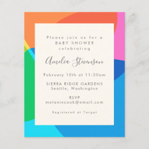 Invitation d'Baby shower Abstrait coloré budgétair