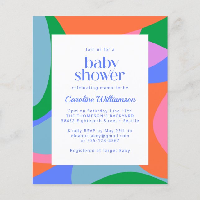 Invitation d'Baby shower Abstrait de couleur clair (Devant)