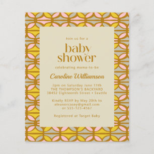 Invitation d'Baby shower Abstrait rose et jaune bu