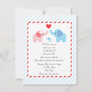Invitation d'Baby showers éléphants pour les garço