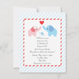 Invitation d'Baby showers éléphants pour les garço