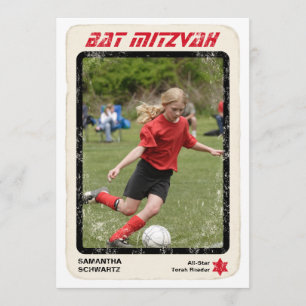 Invitation d'Bat mitzvah de Sports Star en rouge