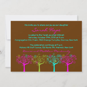 Invitation d'Bat mitzvah rose personnalisée Sarah