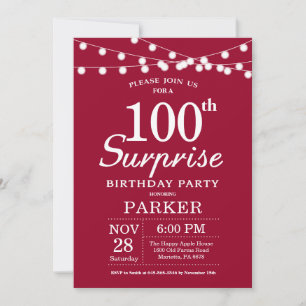 Invitation de 100e anniversaire surprise bordeaux 