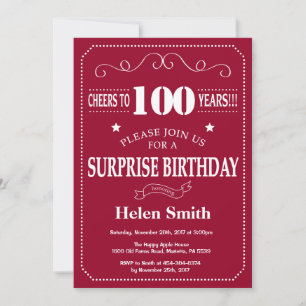 Invitation de 100e anniversaire surprise bordeaux