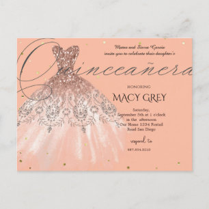 Invitation de 15 ans pour Quinceañera Florale Rose