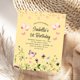 Invitation de 1er anniversaire Budget Fleur Sauvag