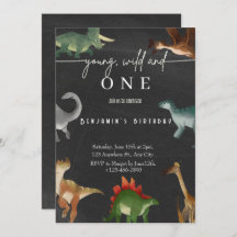 Invitation de 1er anniversaire du garçon Dinosaure