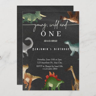 Invitation de 1er anniversaire du garçon Dinosaure