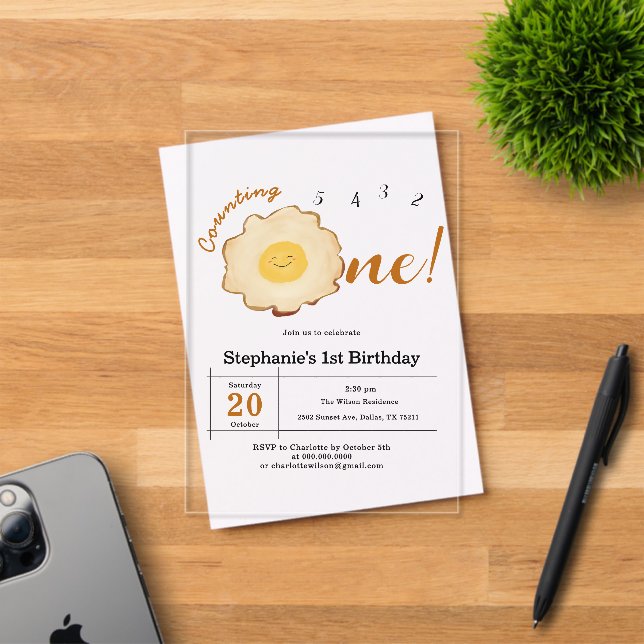 Invitation de 1er anniversaire Kawaii Œuf Frit (Insitu (Carte d'invitation))