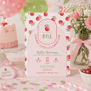 Invitation de 1er anniversaire One Cherry Cute pou