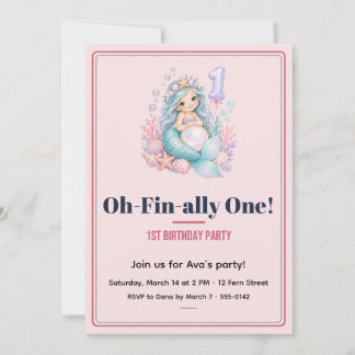 Invitation de 1er anniversaire rose pâle de la Sir