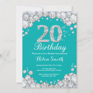 Invitation de 20e anniversaire Diamant Turquoise e
