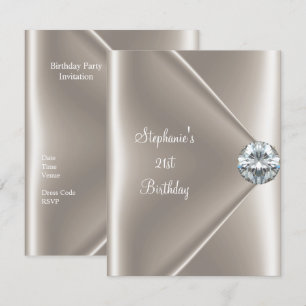 Invitation de 21e anniversaire beige crème diamant