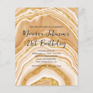 Invitation de 21e anniversaire Budget Fausse Agate
