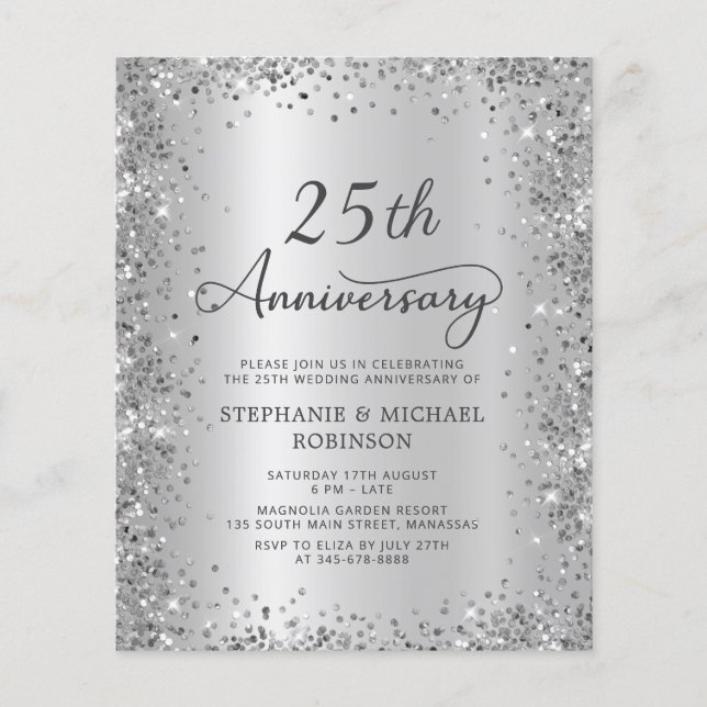 Invitation de 25e anniversaire de mariage Budget A (Devant)