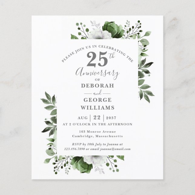 Invitation de 25e anniversaire de mariage Budget F (Devant)