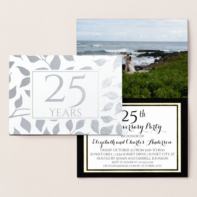 Invitation de 25e anniversaire de mariage en argen (Affichage)