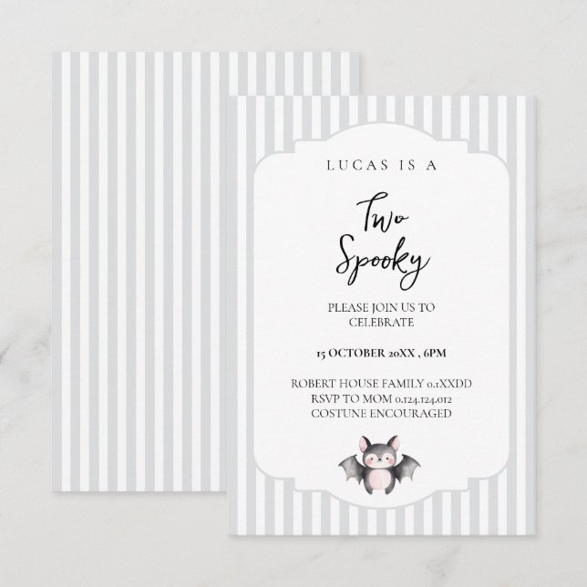 Invitation de 2e anniversaire de Chauve-souris Mig (Devant / Derrière)