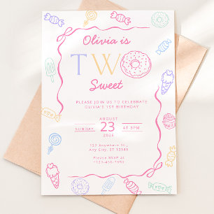Invitation de 2e anniversaire Two Sweet Candy Land