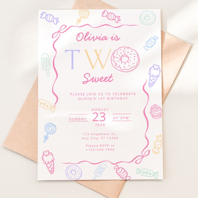 Invitation de 2e anniversaire Two Sweet Candy Land (Créateur téléchargé)