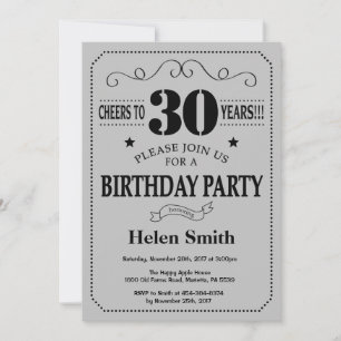 Invitation de 30e anniversaire Black and Silver Gr