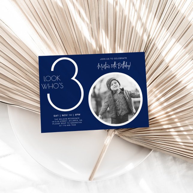 Invitation de 30e anniversaire de photo moderne bl (Créateur téléchargé)