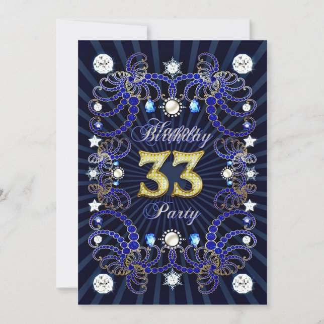 invitation de 33e anniversaire avec une foule de b (Devant)