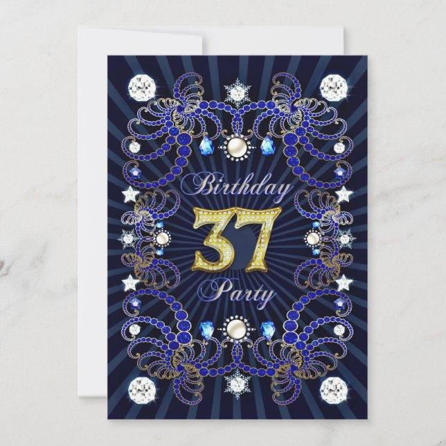 invitation de 37e anniversaire avec une foule de b (Devant)