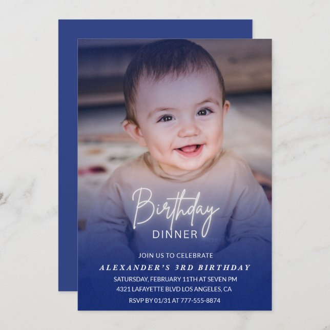 Invitation de 3e anniversaire Anniversaire Dîner P (Devant / Derrière)