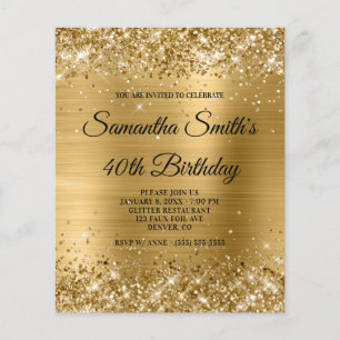 Invitation de 40e anniversaire à feuille d'or pail