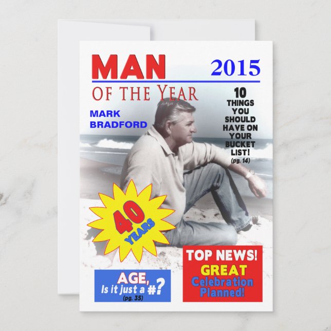 Invitation de 40e anniversaire - Couverture de mag (Devant)