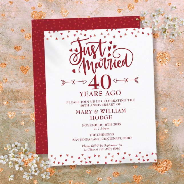 Invitation de 40e anniversaire de mariage Budget t (Budget Just Married 40th Anniversary Invitation)