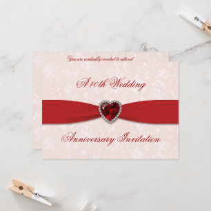 Invitation de 40e anniversaire de mariage en damas