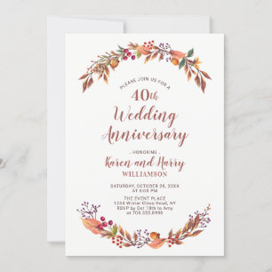 Invitation de 40e anniversaire de mariage floral d