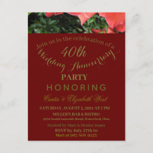 Invitation de 40e anniversaire de mariage Rouge Ru