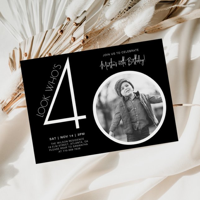 Invitation de 40e anniversaire de photo moderne no (Créateur téléchargé)