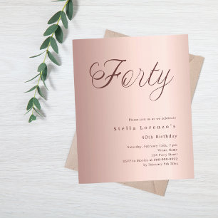 Invitation de 40e anniversaire de style budget en