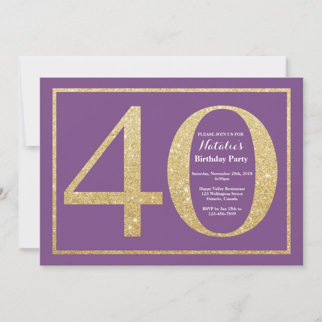 Invitation de 40e anniversaire Parties scintillant (Devant)