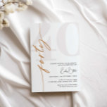 Invitation de 40ème anniversaire minimaliste<br><div class="desc">Cette invitation minimaliste à la fête du 40ème anniversaire de typographie est parfaite pour une fête d'anniversaire moderne. Le design simple est composé d'une typographie minimaliste classique en noir et blanc et d'une touche moderne. Personnalisable dans n'importe quelle couleur. Gardez le design minimal et élégant, en l'état, ou personnalisez-le en...</div>