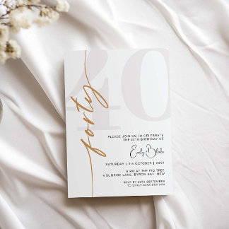 Invitation de 40ème anniversaire minimaliste