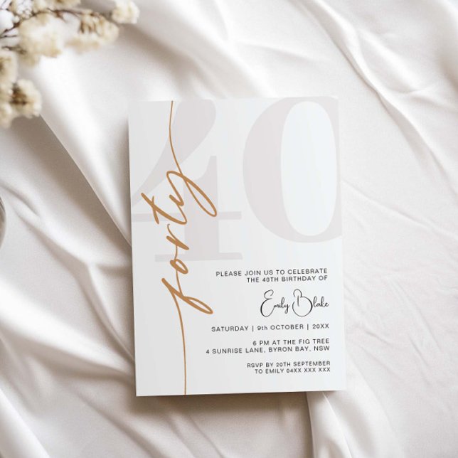 Invitation de 40ème anniversaire minimaliste (Créateur téléchargé)