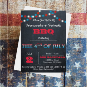 Invitation de 4 juillet partie du tableau de bord