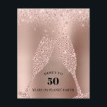 Invitation de 50 ans d'anniversaire au Champagne R<br><div class="desc">Invitation de fête d'anniversaire de 50 ans au Champagne métallisé Rose Gold pailleté... Sur un fond de papier alu rose or avec des bordures rose poudré pailletées, des verres à champagne en diamant portent un toast à un ami ou un membre de la famille pour son 50e anniversaire avec les...</div>