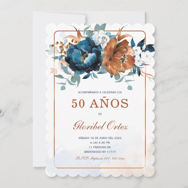 Invitation de 50 Ans Femme (Devant)
