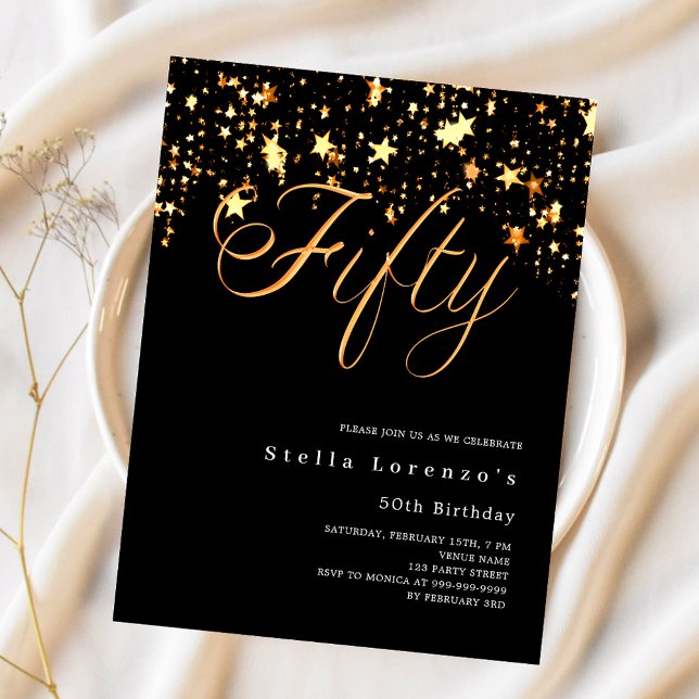 Invitation de 50e anniversaire aux Black Gold star (Créateur téléchargé)