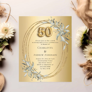 Invitation de 50e anniversaire de mariage à la ver