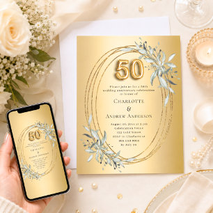 Invitation de 50e anniversaire de mariage avec feu