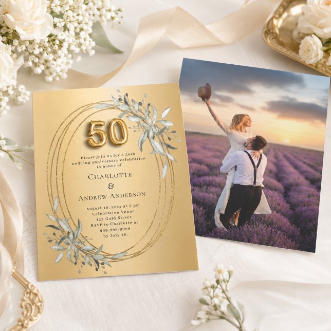 Invitation de 50e anniversaire de mariage avec feu (Créateur téléchargé)