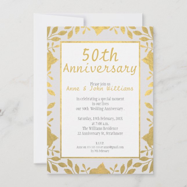 Invitation de 50e anniversaire de mariage en faux  (Devant)
